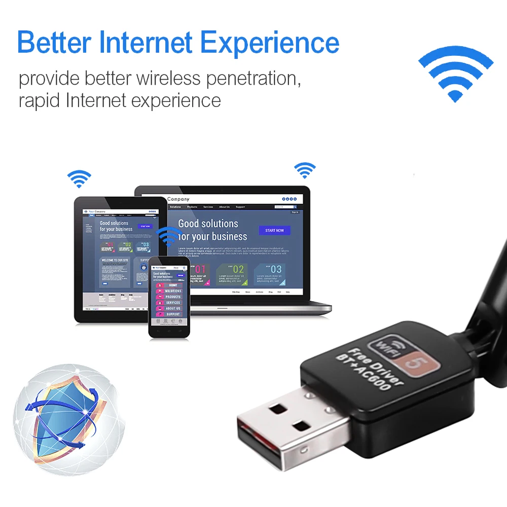 5G WIfi адаптері Желілік карта қос жолақты 2.4G 600Mbps 18dBi USB WIFI Bluetooth Wi-Fi кілті антеннасы Windows ОЖ үшін тегін драйвер Сурет 2
