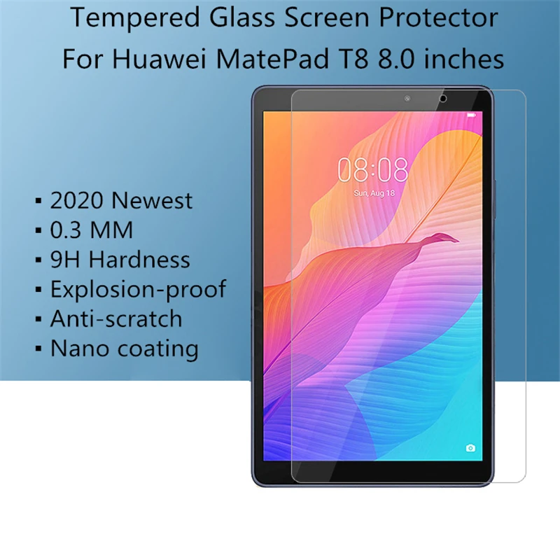 Huawei MatePad T8 8,0 дюймдік шыңдалған шыны экран қорғаушысы T 8 2020 8 дюймдік Kobe2-L03 KOB2-L09 үшін планшеттік қорғаныс пленкасы үшін 2 дана Сурет 1