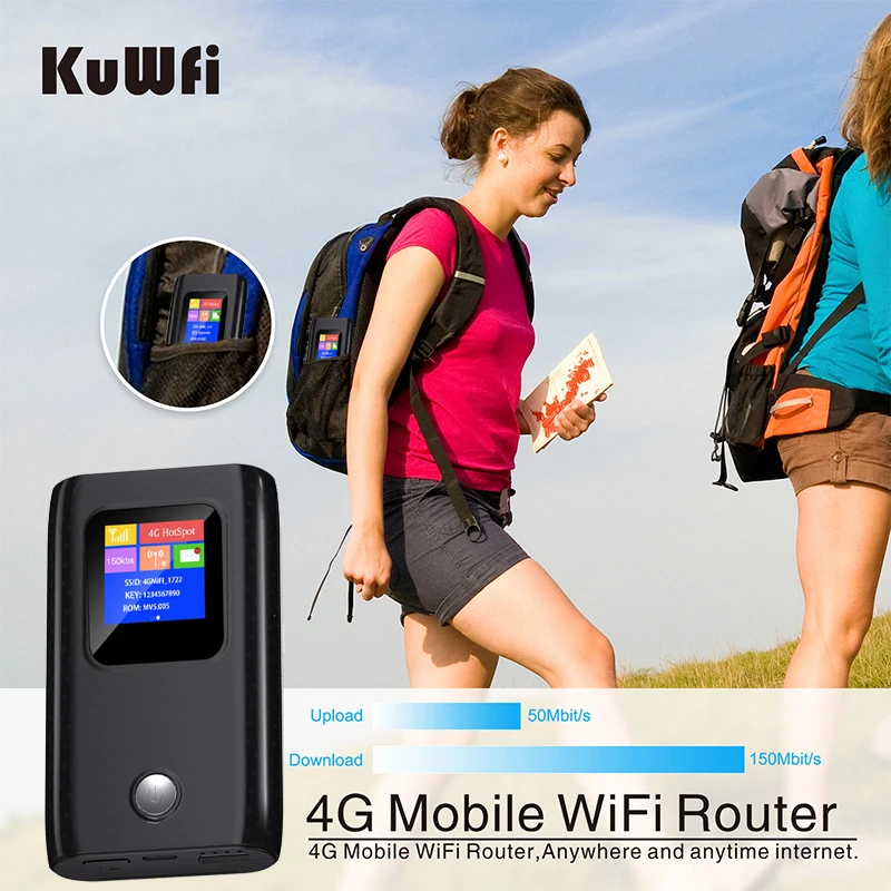 KuWfi құлпын ашу 4G LTE маршрутизаторы 150 Мбит/с сыртқы хотспот 6000 МАч мобильді маршрутизатор Сымсыз WIfi портативті модем SIM картасы ұясы шағын маршрутизатор Сурет 2