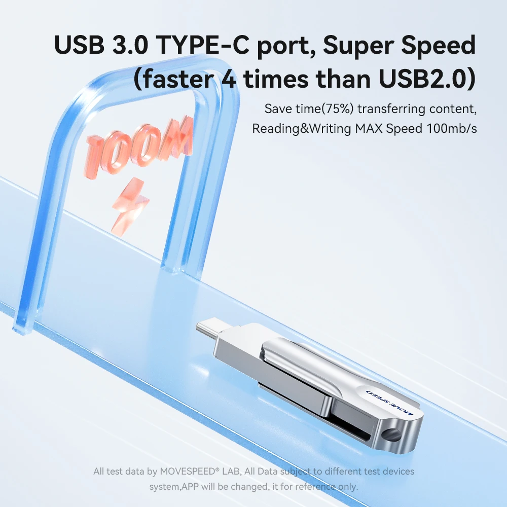 MOVESPEED 2 in 1 USB флэш-дискісі 3.0 OTG типті C қалам дискісі 128 ГБ 256 ГБ 64 ГБ 512 ГБ Macbook телефондары ноутбуктеріне арналған металл USB C маятнигі Сурет 2