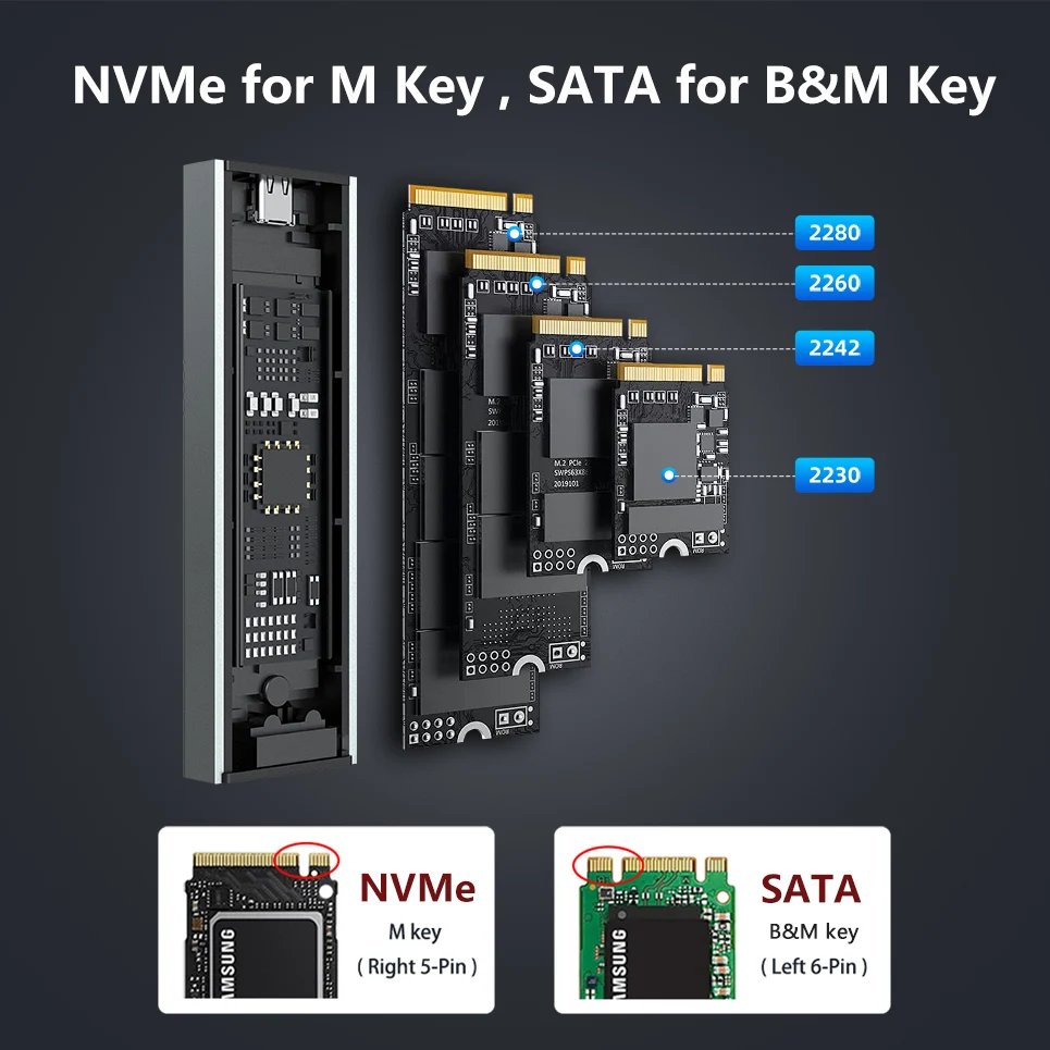 SANZANG қос протоколдары M2 SATA nVME SSD корпусы USB A 3.0 түрі C Сыртқы HD қатты диск дискінің корпусы M.2 Үй сақтау қорабы USB3 Сурет 4
