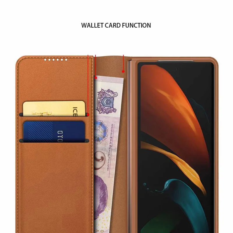 Samsung Galaxy Z үшін Z Fold 4 Funda Flip Case 4 Z Fold 3 2 Card PU былғары микрофибра көміртекті талшықты Coque телефон корпусының қақпағы Сурет 2