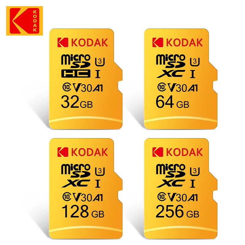 ЖАҢА KODAK Class10 U3 Micro SD жад картасы 256GB 95MB / s UHS-I 32GB 64GB 128GB TF картасы 4K HD USB картасын оқу адаптеріне арналған microsd Сурет 1