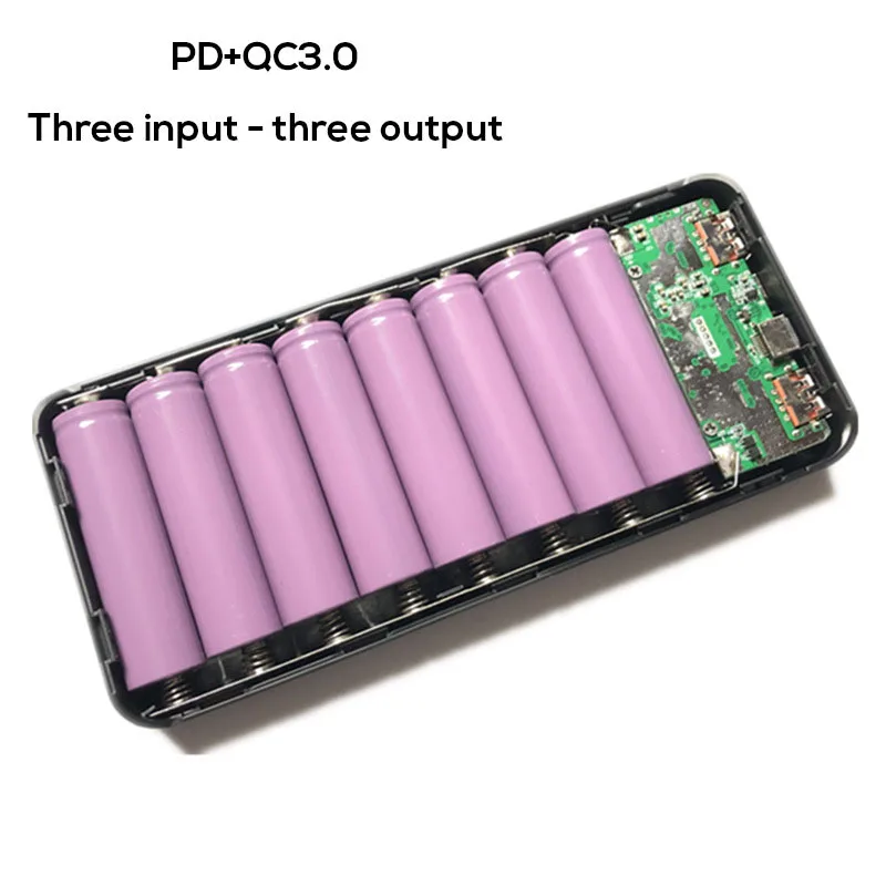Мобильді қуат 8x18650 Сыртқы батарея зарядтағыш DIY қорап корпусы DIY жарықдиодты портативті қос USB қуат банкі QC 3.0 Жылдам зарядтағыш қорап Сурет 4